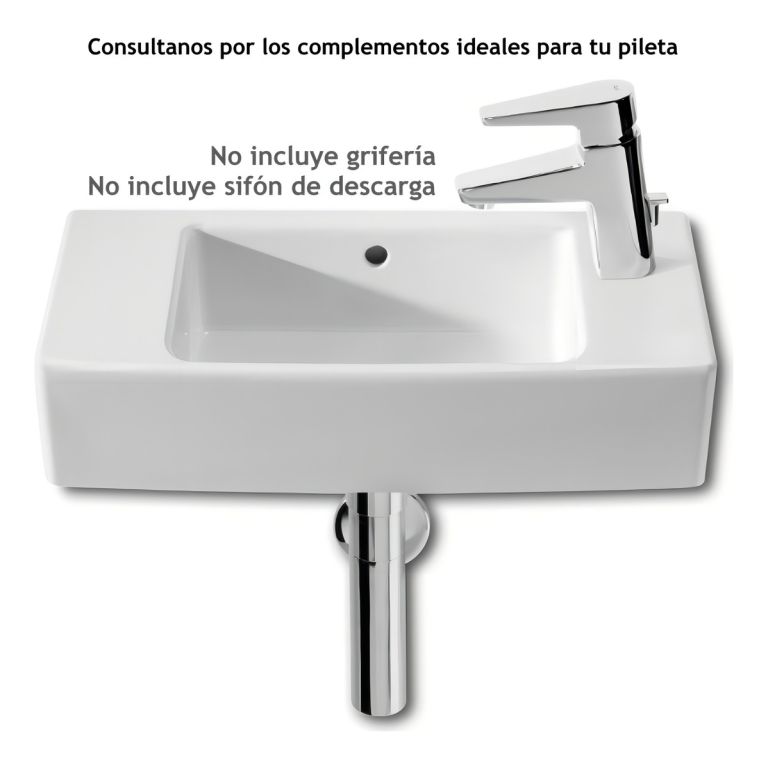 Bacha Roca Hall 500 Mm Colgar O Encimera Lavatorio Izquierda cantidad de agujeros 1 Acabado Blanco Color Blanco - Imagen 6