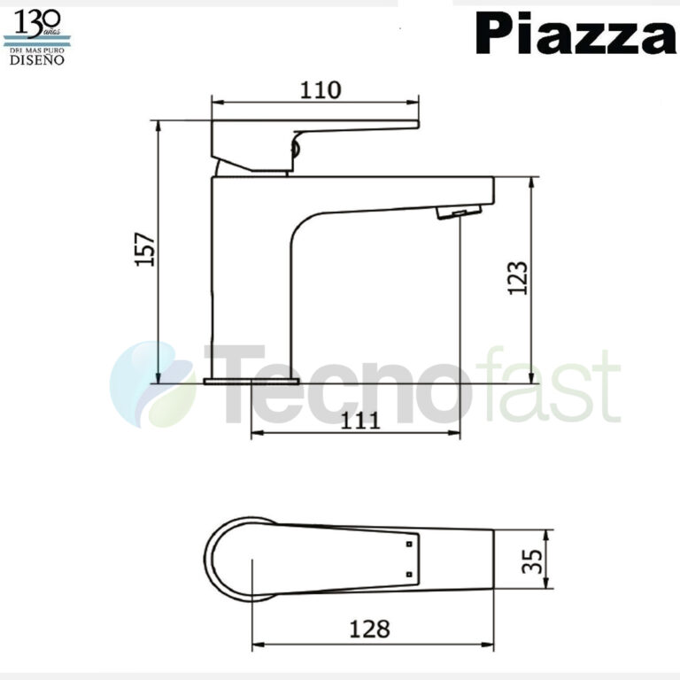 Griferia Piazza Next Monocomando Lavatorio Bano Garantia Plateado Cromado cantidad de agujeros 1 - Imagen 6