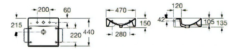 Bacha Roca Diverta 470 Encimera Lavatorio Apoyo 3 Agujeros A - Imagen 4