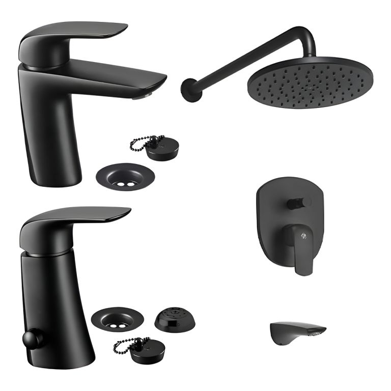 Combo Grifería Fv Epuyen Lavatorio Ducha Embutir Bide Negro