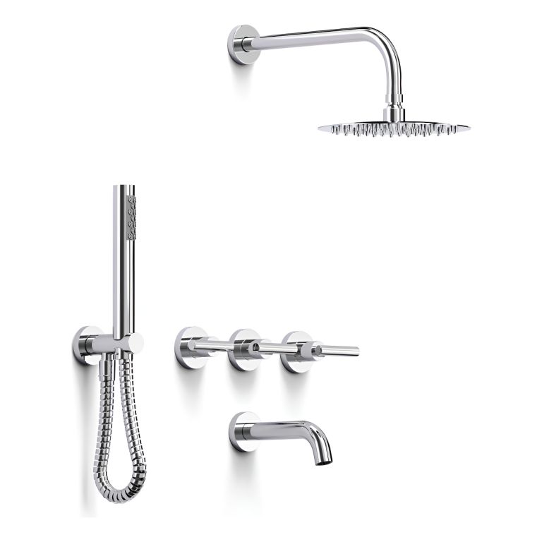 Griferia Ducha Hidromet Sun Lever 3 Vias C/duchador Cromo