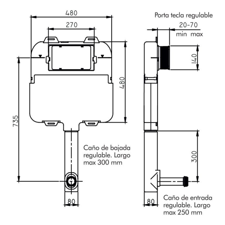 Combo Deposito Ferrum Embutir + Tecla Rectangular Grande - Imagen 3
