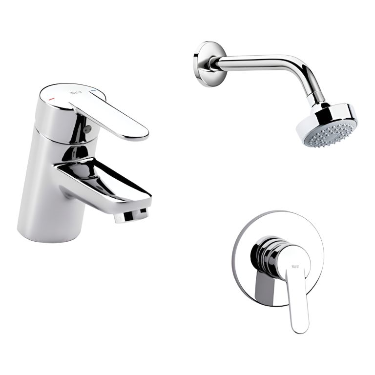 Combo Grifería Roca Victoria Lavatorio Ducha Embutir Cromo