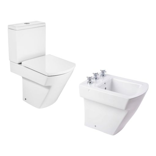 Combo Roca Hall Inodoro Largo + Depósito + Bidet