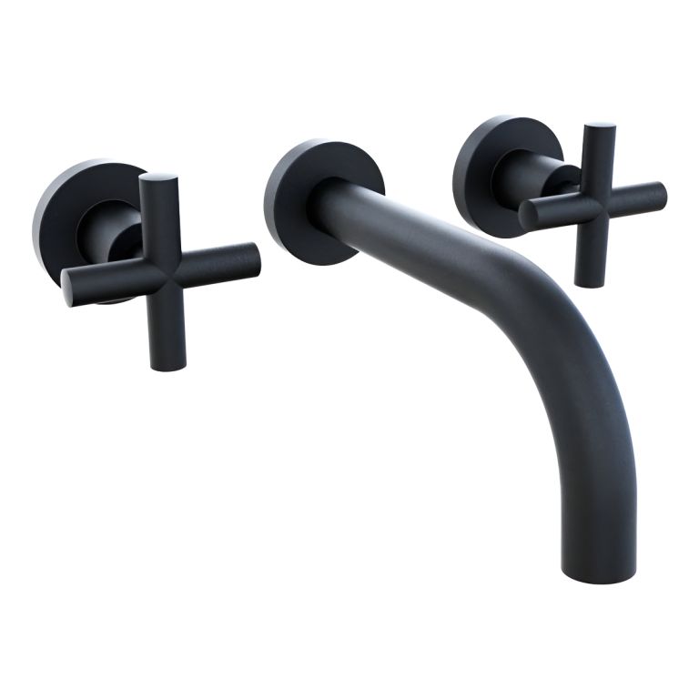 Grifería Hidromet Sun Cruz Black Lavatorio Pared Negra