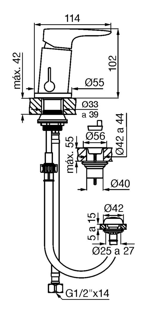 Grifería De Bidet Fv Jana M1 0189/m1 Cromo - Imagen 2