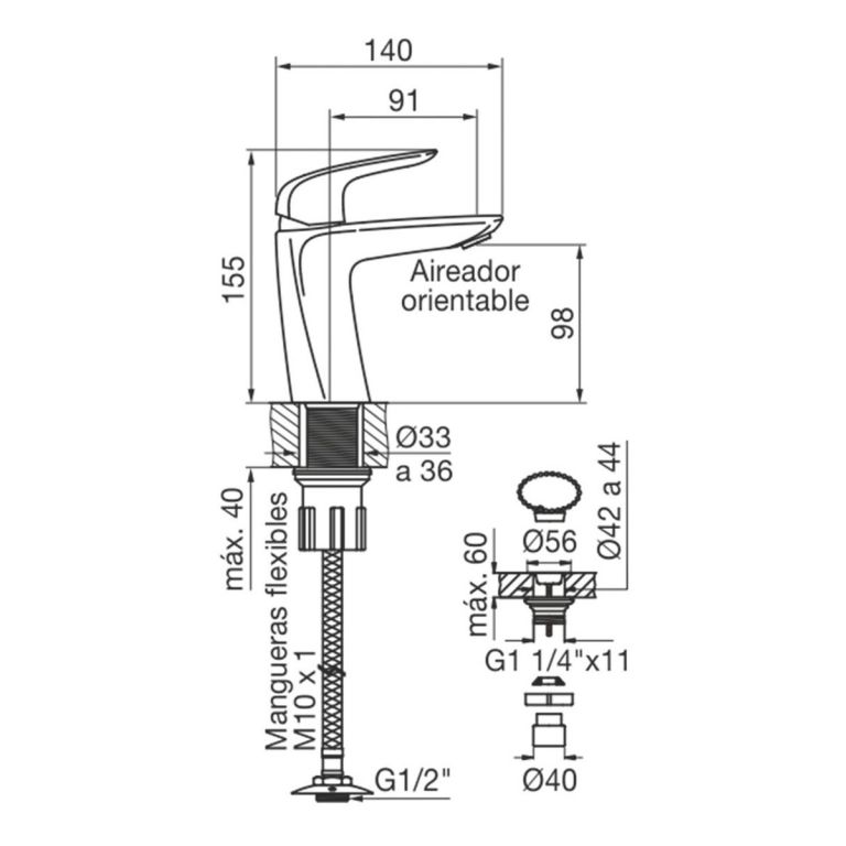 Combo Griferia Fv Epuyen Monocomando Baño Completo Accesorio - Imagen 6
