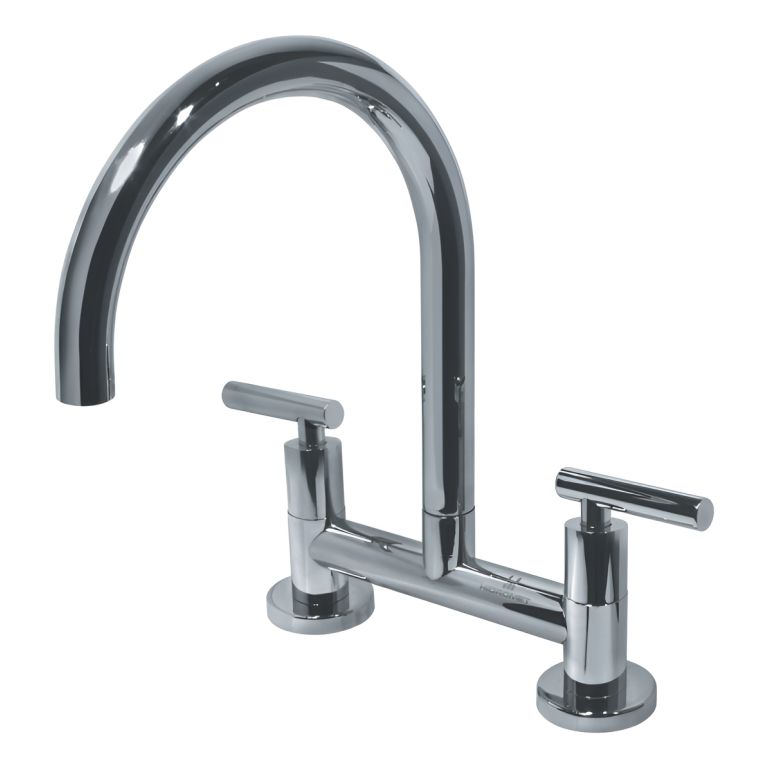 Griferia Hidromet Sun Lever Cocina Pico Curvo Cromo 4581