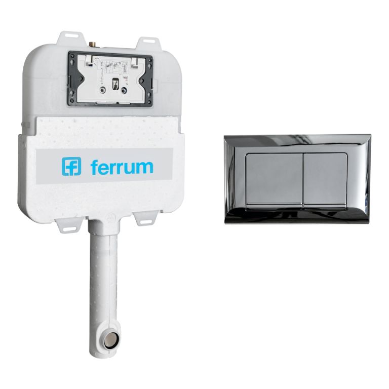 Combo Deposito Ferrum Embutir + Tecla Rectangular Grande