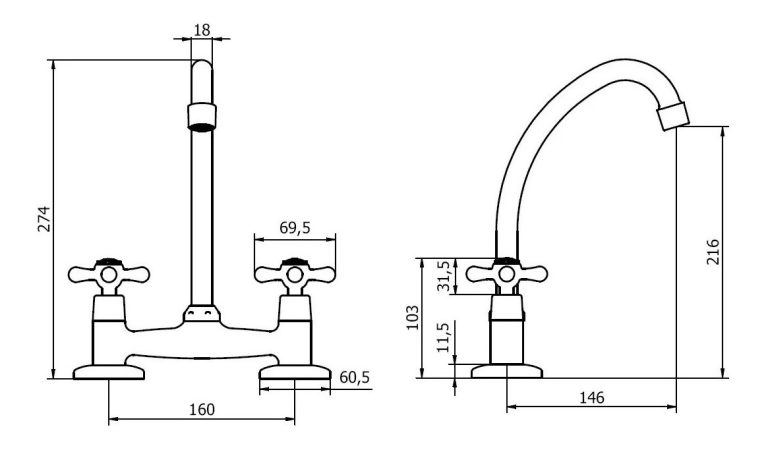 Grifería Piazza Village Cocina Mesada 5 Años Garantía Cruz - Imagen 2