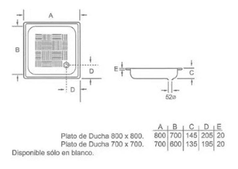 Receptáculo Roca America Chapa Enlozada 70x70 A2B1364001 - Imagen 2