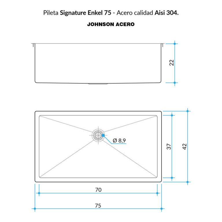 Bacha Johnson Signature Enkel 75 Cm Satinado Se75 - Imagen 6