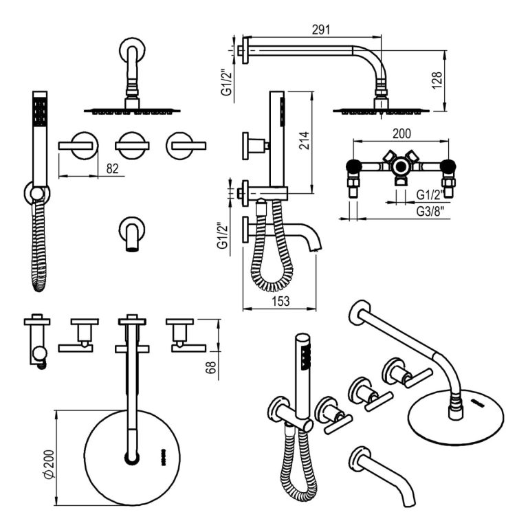 Griferia Ducha Hidromet Sun Lever 3 Vias C/duchador Cromo - Imagen 2