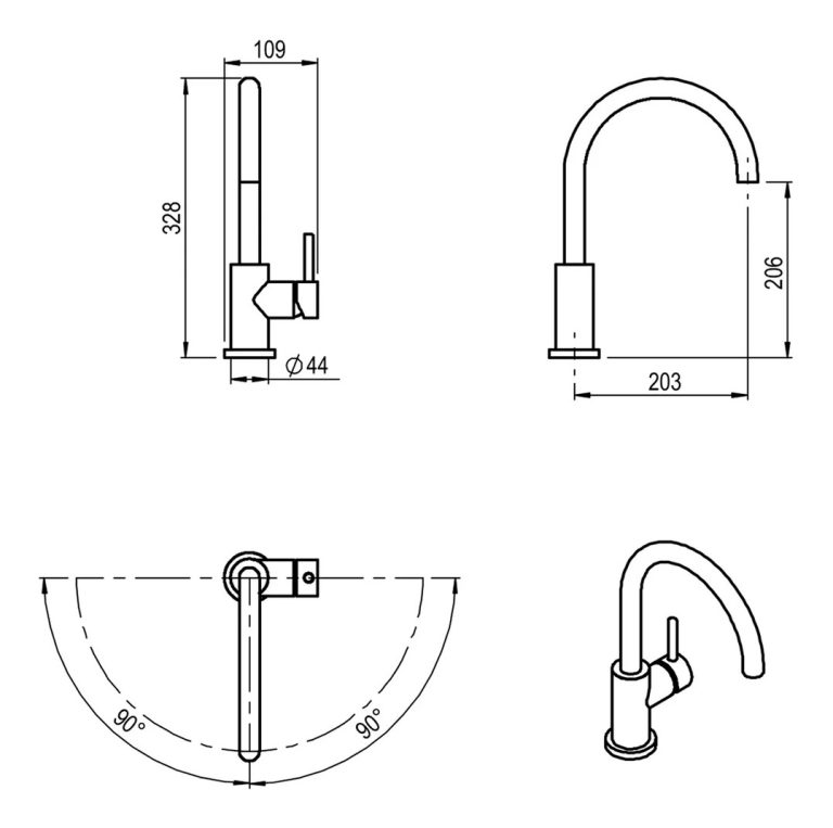 Griferia Hidromet Discovery Cocina Monocomando Curvo Negro - Imagen 2
