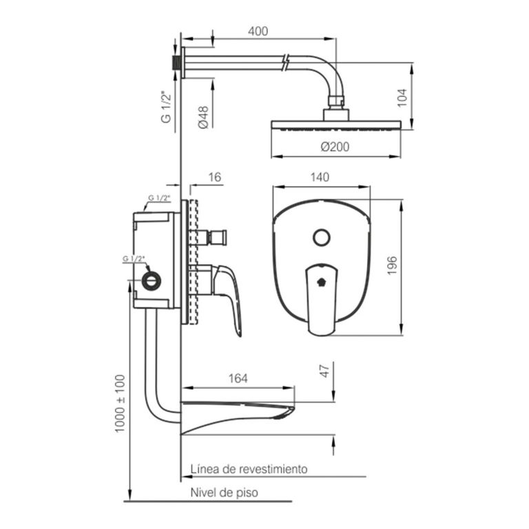 Combo Griferia Fv Epuyen Monocomando Baño Completo Accesorio - Imagen 8