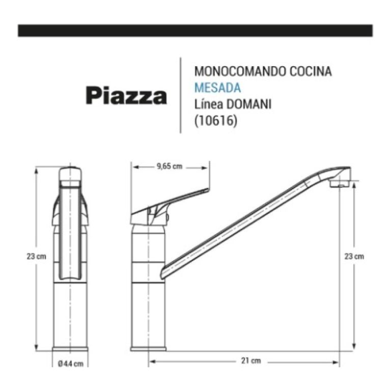 Grifería Piazza Domani Monocomando Cocina Pico Alto Cromo 10616 - Imagen 2