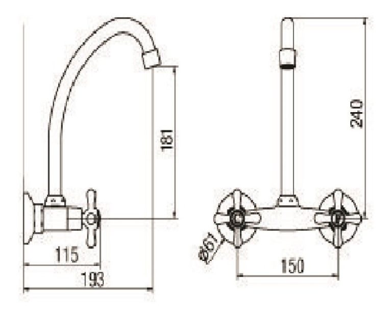 Grifería Piazza Village Cocina Pared 5 Años Garantía Cruz - Imagen 2