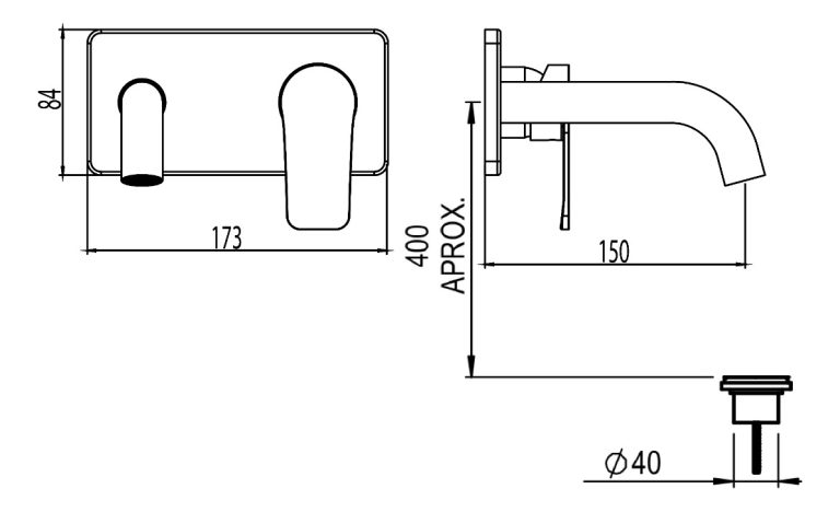 Griferia Hidromet Small Lavatorio Pared Monocomando 9580CRCR - Imagen 2