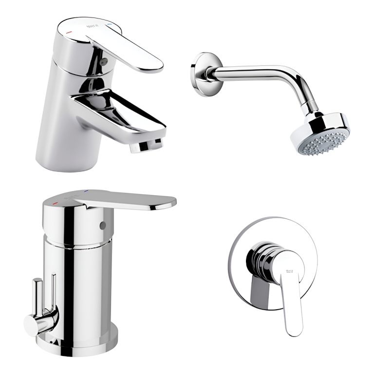Combo Grifería Roca Victoria Lavatorio Bidet Ducha Embutir
