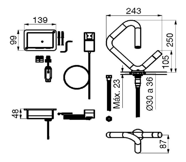 Griferia Fv Clip Lavatorio Baño 0181/n4-fb Negro - Imagen 2