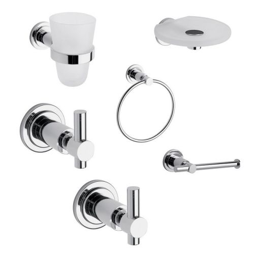 Juego Accesorios Baño Fv Temple Cromo 6 Piezas