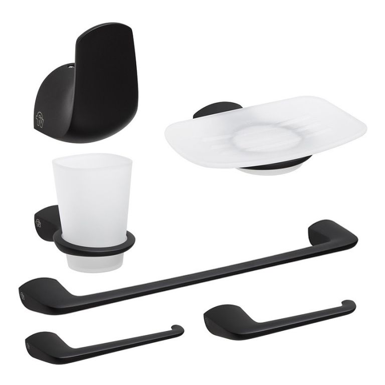 Set Accesorios Baño Fv Epuyen Negro 6 Piezas