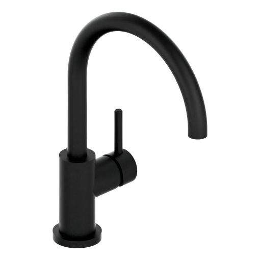 Griferia Hidromet Discovery Cocina Monocomando Curvo Negro