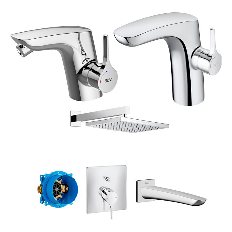 Combo Grifería Roca Iconia Lavatorio Bidet Euro Ducha Trans