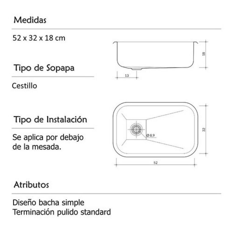 Pileta De Cocina Johnson Simple Acero 304 Z52/18 - Imagen 4