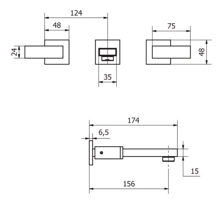 Griferia Piazza Hydros Level Lavatorio Pared Negro - Imagen 2
