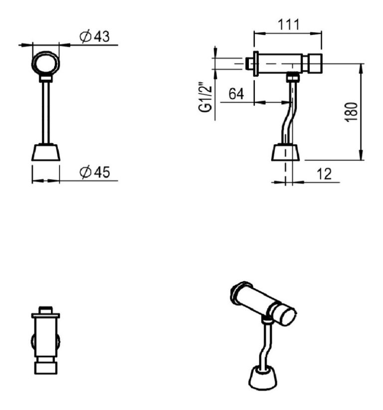 Grifería Hidromet Temporizada Mingitorio 935crom Hidrocontro - Imagen 2