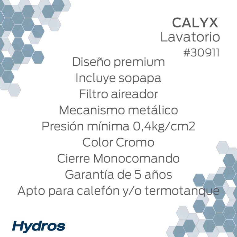 Griferia Hydros Calyx Lavatorio Pico Intermedio Cromo 30911 - Imagen 7