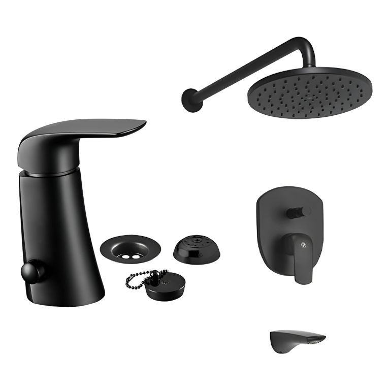 Combo Grifería Fv Epuyen Ducha Embutir Transf Bidet Negro