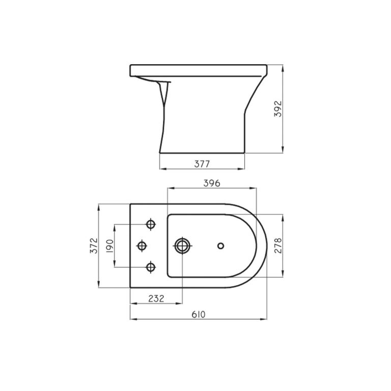 Bidet Ferrum Varese De 1 o 3 Agujeros Blanco - Imagen 2