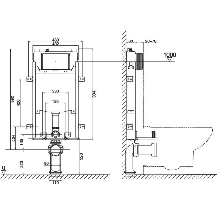 Deposito Roca Slendra Embutir Pared Descarga Dual Ecologico - Imagen 2