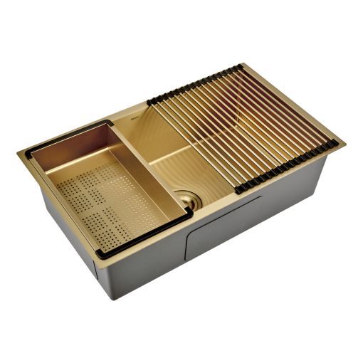 Bacha Peirano Pileta Cocina Simple Doraada Completa Bai01g