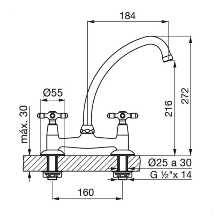 Griferia Fv Newport Plus Cocina Mesada - Imagen 2