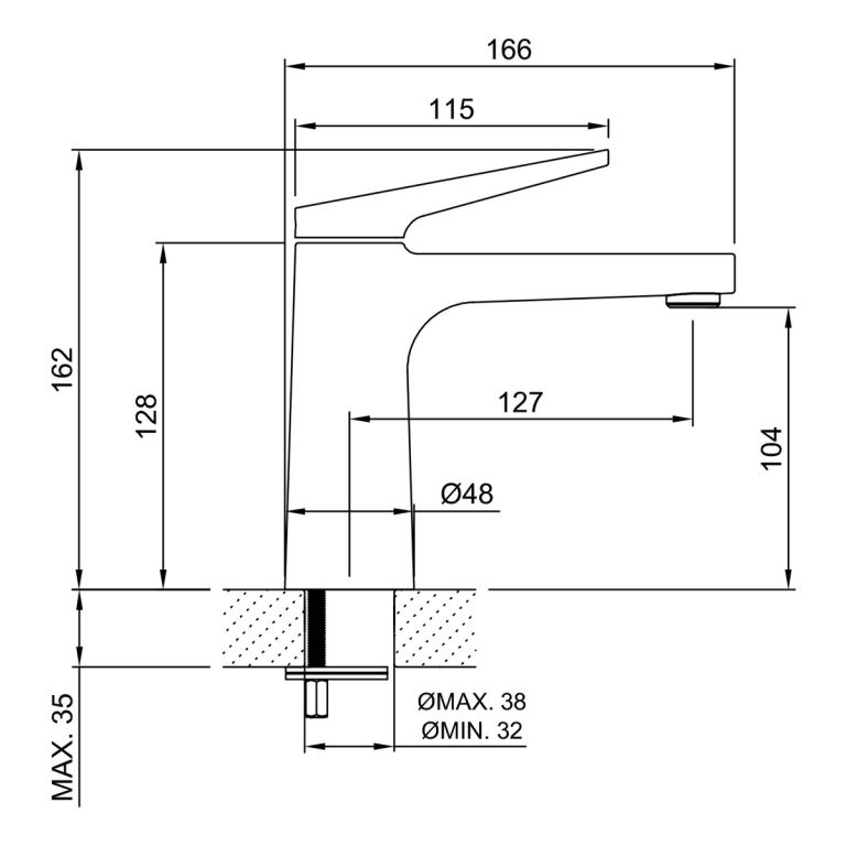Grifería Peirano Lavatorio Bajo Wave 60-168 Cromo - Imagen 2