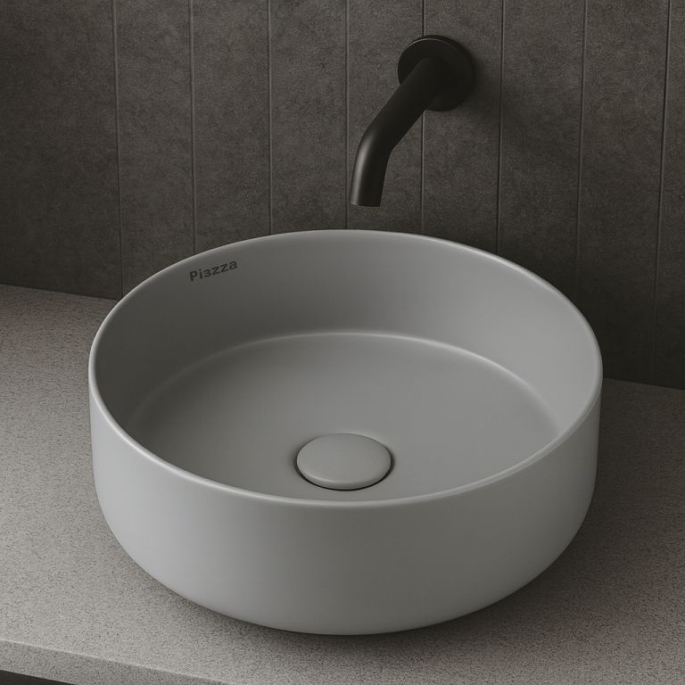 Bacha De Apoyo Porcelana Baño Piazza A524 Gris - Imagen 4