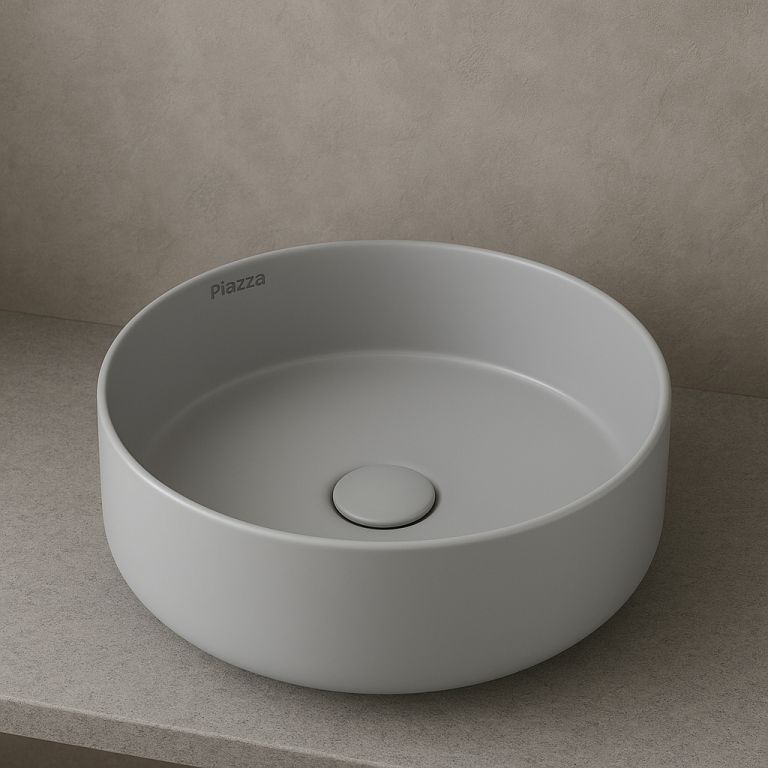 Bacha De Apoyo Porcelana Baño Piazza A524 Gris - Imagen 3