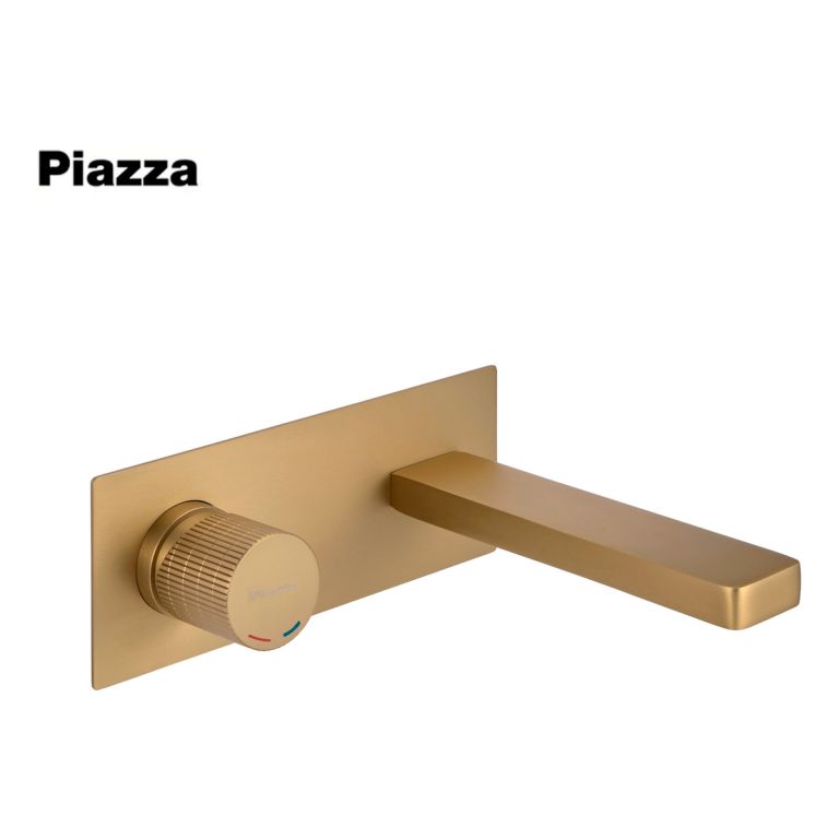 Griferia Piazza Lounge Art Lavatorio Pared 10903om Oro Mate - Imagen 3