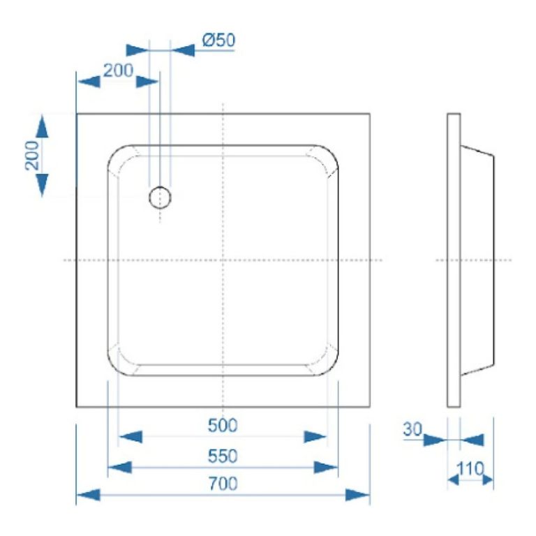 Receptáculo De Ducha Piazza Acrilico 70x70 Cm - Imagen 2