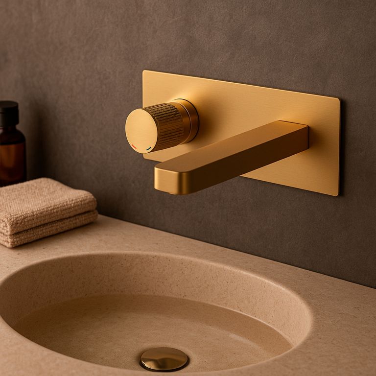 Griferia Piazza Lounge Art Lavatorio Pared 10903om Oro Mate - Imagen 4