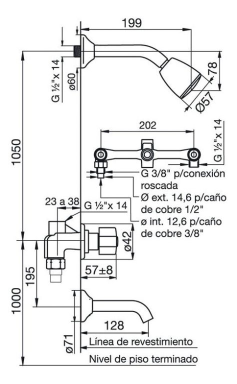 Combo Griferias Lav Bid Ducha Acces Fv Arizona Baño Cocina - Imagen 9
