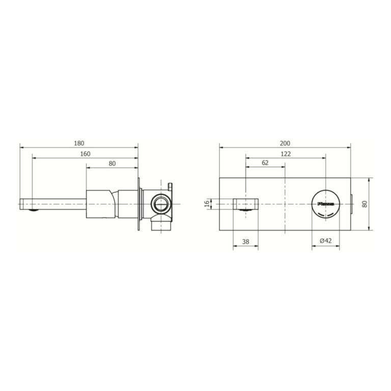 Griferia Piazza Lounge Art Lavatorio Pared 10903om Oro Mate - Imagen 2