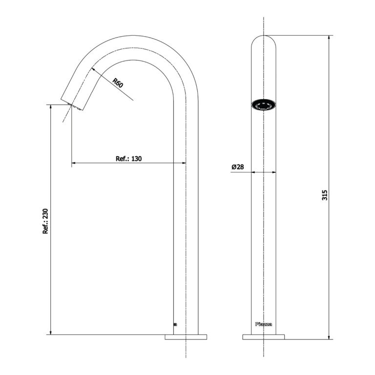 Griferia Piazzatronic Electronica Lavatorio Alto 65002 - Imagen 2