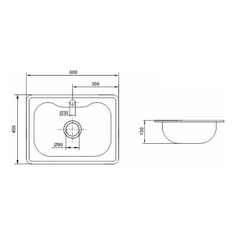 Bacha Pileta Piazza Simple Cocina Acero Inoxidable K6045 - Imagen 2