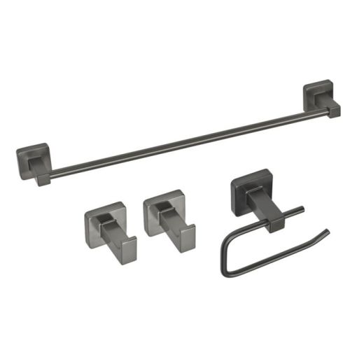 Juego De Accesorios De 4 Baño Piazza Cube Grafito