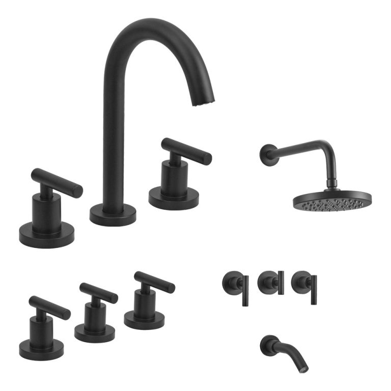 Set Griferías Lav/bidet/ducha Peirano Adra Black 90-166n