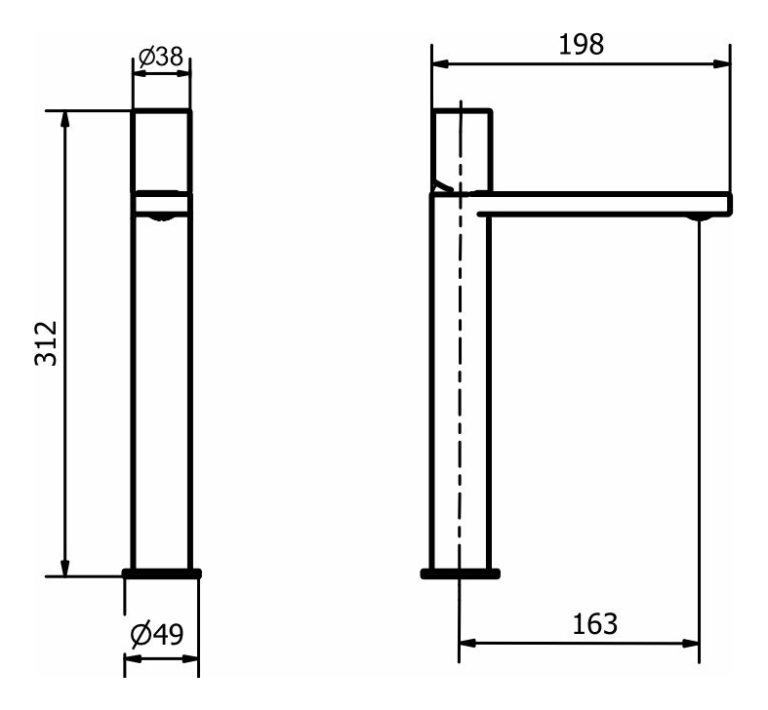 Grifería Piazza Lounge Art Lavatorio Alto Grafito 10902gf - Imagen 2